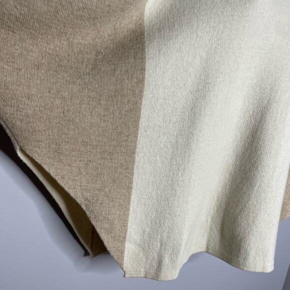 Note Di Anita Women's Sweater Poncho Wool Shawl Made in Italy Tan One Size - Picture 3 of 9